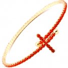 Coral Bracelet Stretch Cross Formica Prong Set 2 Mm Width 41152-0091GDCOL