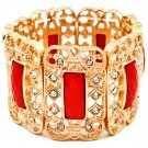 Red Bracelet Stretch Crystal Studs Formica Faceted 1 3 4 Inch Width 41162-0230GDRED