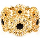 Black Bracelet Stretch Crystal Studs Bead Formica Filigree 1 1 4 Inch Width 41162-0379GDBLK