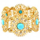 Turquoise Bracelet Stretch Crystal Studs Bead Formica Filigree 1 1 4 Inch Width 41162-0379GDTUQ