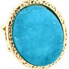 Turquoise Ring Adjustable Stretch Sutd Oval Formica 1 1 4 Inch Tall 4131918-9952GDTUQ