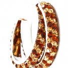 Brown Earring Post Earring Crystal Studs Cresent 1 3 4 Inch Drop 415225-99212RDBRO