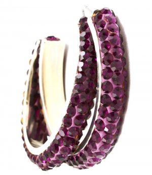 Purple Earring Post Earring Crystal Studs Cresent 1 3 4 Inch Drop 415225-99212RDPUR