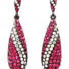 Fuschia Earring Linear Drop Post Earring Crystal Studs Tear Drop 2 1 4 Inch Drop 415225-99277BNFSH