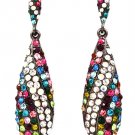 Multi Colored Earring Linear Drop Post Earring Crystal Studs Tear Drop 2 1 4 Inch  415225-99277BNMLT