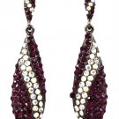 Purple Earring Linear Drop Post Earring Crystal Studs Tear Drop 2 1 4 Inch Drop 415225-99277BNPUR