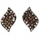 Black Earring Post Earring Crystal Studs Leaf Pave Set 20 Mm Drop 415225-99316BNBLK