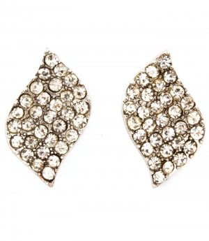 Clear Earring Post Earring Crystal Studs Leaf Pave Set 20 Mm Drop 415225-99316RDCLR