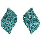 Teal Earring Post Earring Crystal Studs Leaf Pave Set 20 Mm Drop 415225-99316RDTEL