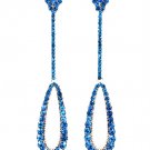 Blue Earring Linear Drop Post Earring Crystal Studs Tear Drop 3 3 4 Inch Drop 415255-99386RDBLU