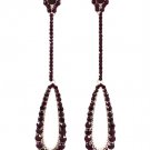 Purple Earring Linear Drop Post Earring Crystal Studs Tear Drop 3 3 4 Inch Drop 415255-99386RDPUR