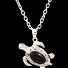 Black Necklace Pendant Crystal Studs Turtle Oval Formica Texture 1 1 2 Inch Pendant 432314-0014SVBLK