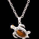 Brown Necklace Pendant Crystal Studs Turtle Oval Formica Texture 1 1 2 Inch Pendant 432314-0014SVBRO