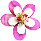 Fuschia Ring Adjustable Stretch Bead Flower Nacre 2 Inch Tall 432318-0009RDFSH
