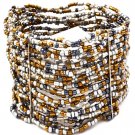 Gold Colored Bracelet Stretch Mixed Bead Bead Chain 1 3 4 Inch Width 4712-5865GOD