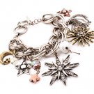 Clear Bracelet Toggle Charm Bead Crystal Studs Stars Texture 6 1 2 Inch Long 4712-6011THCLR