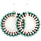 Turquoise Earring Fish Hook Crystal Studs Marbles Prong Set 2 Inch Drop 4715-0706MSTUQ