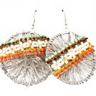 Multi Colored Earring Fish Hook Crystal Studs Flower Threads Prong Set Texture 2 1 4  4715-0838RDMLT