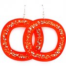 Orange Earring Fish Hook Studed Bead Acrylic 2 1 2 Inch Drop 4715-0839ORG