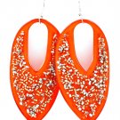 Orange Earring Linear Drop Fish Hook Studed Bead Acrylic 3 1 2 Inch Drop 4715-0840ORG