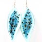 Blue Earring Linear Drop Fish Hook Studed Bead Navette Acrylic 3 1 4 Inch Drop 4715-0841BLU