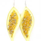 Green Earring Linear Drop Fish Hook Studed Bead Navette Acrylic 3 1 4 Inch Drop 4715-0841GRN