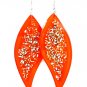 Orange Earring Linear Drop Fish Hook Studed Bead Navette Acrylic 3 1 4 Inch Drop 4715-0841ORG
