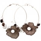 Black Earring Pin Catch Hoop Bead Flower Acrylic 2 1 2 Inch Drop 4715-0842RDBLK