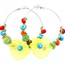 Green Earring Pin Catch Hoop Bead Flower Acrylic 2 1 2 Inch Drop 4715-0842RDGRN