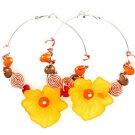 Orange Earring Pin Catch Hoop Bead Flower Acrylic 2 1 2 Inch Drop 4715-0842TTORG