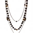 Black Necklace Mulit Strand Bead Mrables Acrylic Stones Faceted 23 Inch Long / 531427-899BNBLK