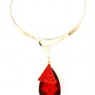 Red Necklace Pendant Crystal Studs Tear Drop Acrylic Stone Faceted 2 1 2 Inch Penda 531435-0641GDRED