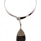 Black Necklace Pendant Crystal Studs Tear Drop Acrylic Stone Faceted 2 1 2 Inch Pen 531435-0641RDBLK