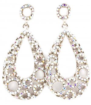 Aurore Boreale Earring Post Earring Crystal Studs Tear Drop Texture 2 1 2 Inch Drop / 53532-497RDABO
