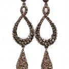 Black Earring Linear Drop Post Earring Crystal Studs Tear Drop Pave Set 3 1 2 Inch D 53535-9801BNBKA