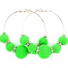 Green Earring Pin Catch Hoop Bead Mesh Ball Rondelle 2 1 2 Inch Drop / 53536-015RDGRN