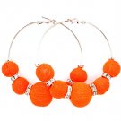 Orange Earring Pin Catch Hoop Bead Mesh Ball Rondelle 2 1 2 Inch Drop / 53536-015RDORG