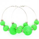 Green Earring Pin Catch Hoop Bead Mesh Ball Rondelle 3 1 2 Inch Drop / 53536-021RDGRN
