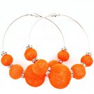 Orange Earring Pin Catch Hoop Bead Mesh Ball Rondelle 3 1 2 Inch Drop / 53536-021RDORG