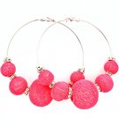 Pink Earring Pin Catch Hoop Bead Mesh Ball Rondelle 3 1 2 Inch Drop / 53536-021RDPNK