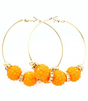 Orange Earring Pin Catch Hoop Bead Fireball Rondelle 15 Mm Fireball 2 1 2 Inch Drop / 53536-023GDORG
