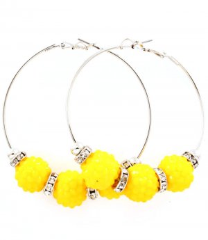 Yellow Earring Pin Catch Hoop Bead Fireball Rondelle 15 Mm Fireball 2 1 2 Inch Drop / 53536-023RDYEW