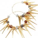 Brown Earring Pin Catch Hoop Celebrity Inspired Fireball Spikes Horns Various Size S 11315-2181GDBOA