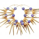 Purple Earring Pin Catch Hoop Celebrity Inspired Fireball Spikes Horns Various Size  11315-2181GDPRA