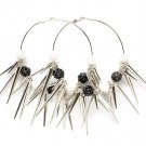 Black Earring Pin Catch Hoop Celebrity Inspired Fireball Spikes Horns Various Size S 11315-2181RDBLK