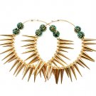 Green Earring Pin Catch Hoop Celebrity Inspired Fireball Spikes Horns 1 1 4 Inch Spi 11315-2185GDGNB