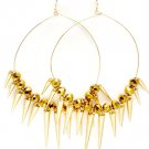 Gold Colored Earring Fish Hook Hoop Beads Spikes Various Spike Sizes 3 1 2 Inch Hoop 11315-2191GDGOD