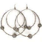 Black Earring Fish Hook Hoop Fireball Beads Crystal Studs Multiple Hoops 3 1 2 Inch  11315-2194BNBKA