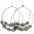 Black Earring Fish Hook Hoop Fireball Various Size Fireball Crystal Studs Multiple H 11315-2196BNBKA