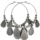 Black Earring Pin Catch Hoop Charm Beads Mesh Tear Drop 3 1 2 Inch Hoop 5 3 4 Inch D 11315-4014BNBLK
